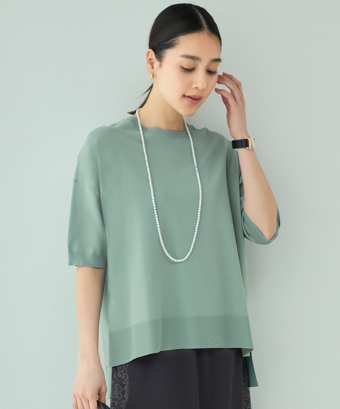 美品 自由区 SHIHO着用 24SS クレープストレッチプルオーバー ニット 自由区｜【接触冷感・UVカット・SHIHOさん着用・WEB限定カラー