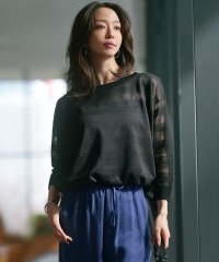 NIJYUSANKU（LARGE SIZE）/【洗える】シャイニーシアー ボートネック ニット/508037983