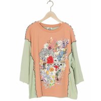 ScoLar/スカラー ScoLar スカラーちゃんと花 バイカラー7分袖Tシャツ/508046030