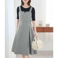 Honeys/ハニーズ Honeys キーネックジャンスカ ワンピース ジャンスカ ノースリーブ ロング丈 スタッフコラボ ストレッチツイル 無地 キーネック レディース/508046188