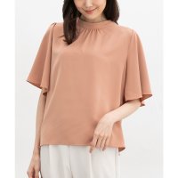 Honeys/ハニーズ Honeys フレアスリーブブラウス トップス ブラウス 半袖 スタッフコラボ 大きいサイズ オフィス きれいめ フレア袖 無地 水玉柄 ドット柄 レ/508046192