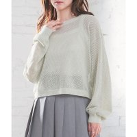 Honeys/ハニーズ Honeys メッシュ編クルーニット トップス ニット セーター 長袖 クルーニット クルーネック メッシュ編み ニット素材 綿100％ レディース/508046217