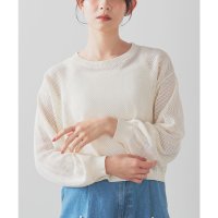 Honeys/ハニーズ Honeys メッシュ編クルーニット トップス ニット セーター 長袖 クルーニット クルーネック メッシュ編み ニット素材 綿100％ レディース/508046217