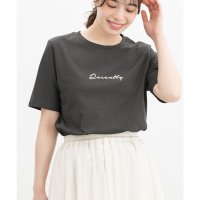 Honeys/ハニーズ Honeys ロゴプリントTシャツ トップス Tシャツ カットソー 半袖 コットン 綿 UVカット 半袖Tシャツ USAコットン 綿100％ レディー/508046229