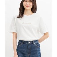 Honeys/ハニーズ Honeys ロゴプリントTシャツ トップス Tシャツ カットソー 半袖 コットン 綿 UVカット 半袖Tシャツ USAコットン 綿100％ レディー/508046229