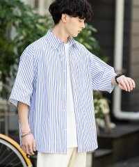 Rocky Monroe/ロッキーモンロー Rocky Monroe ビッグシャツ 半袖 メンズ レディース 無地 ストライプ チェック オーバーサイズ リラックス レギュラーカラー 白/508046233