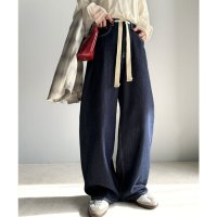 Classical Elf/クラシカルエルフ Classical Elf 大人カジュアルをお洒落に格上げ。ドロスト紐付きカーブイージーデニムパンツ/508046645