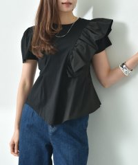 INTERPLANET/インタープラネット INTERPLANET 異素材切替アシメフリルTシャツ/508047129
