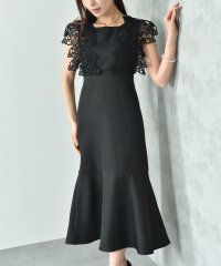 INTERPLANET/インタープラネット INTERPLANET デニム風麻調合繊モチーフレース付きマーメイドワンピース/508047130
