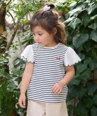 anyFAM（KIDS）/袖スカラップ ボーダーTシャツ/508047440