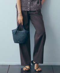 【洗える】リネンレーヨンストレッチ ドロスト ワイド パンツ