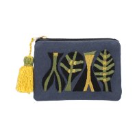KANKAN/カンカン KANKAN CHIZURI刺繍フラットポーチ(葉っぱ)/508048018
