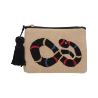 KANKAN/カンカン KANKAN CHIZURI刺繍フラットポーチ(葉っぱ)/508048018