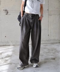 and　Me.../アンドミー andme ルーズ デニム タック ワイド パンツ/508048313