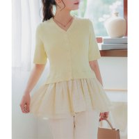KOBE LETTUCE/コウベレタス KOBE LETTUCE ショートスリーブペプラムドッキングカーディガン [N1166]/508049156