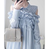 Classical Elf/クラシカルエルフ Classical Elf 【mily bilet】袖取外し可能！マルチウェイビスチェドッキングストライプシャツワンピース/508049745