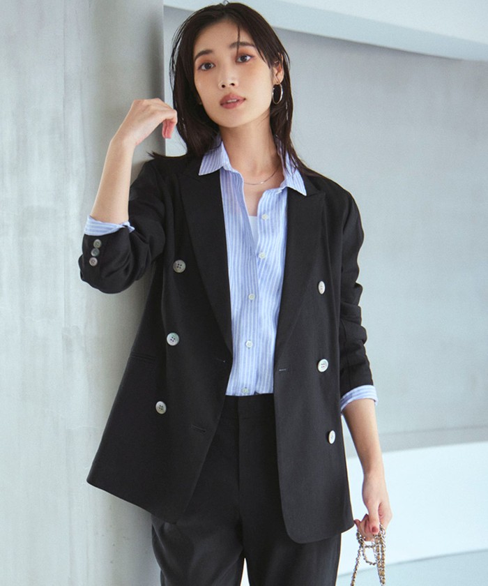【タグ付】23区　ニジュウサンク　ダブルボタンコート　ブラック　サイズ38 セール】 【Oggi4月号掲載】LIMONTA メモリータフタ コート