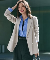 NIJYUSANKU（LARGE SIZE）/【洗える】リネンレーヨンストレッチ ダブル ジャケット/508050442