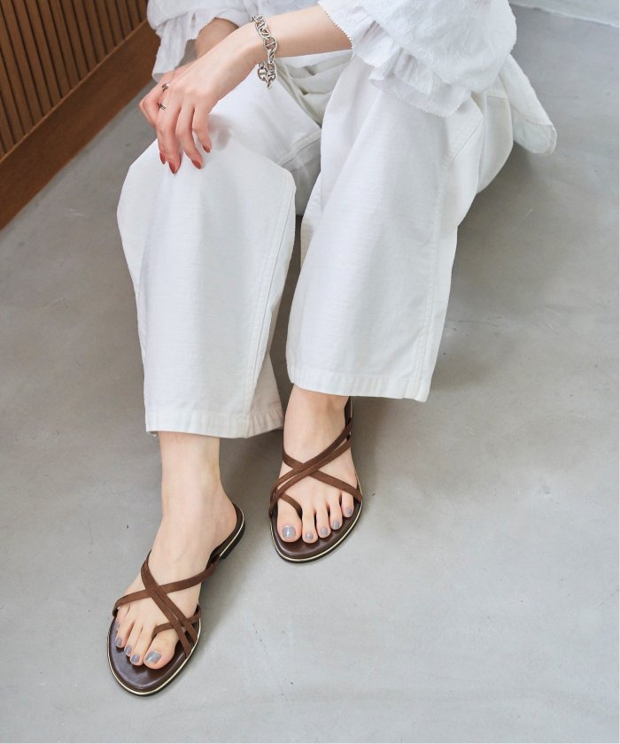 【最終値下げ】LE TALON 美品 ブラウンサンダル 美品 Le Talon ルタロン ブラウン アンクルストラップサンダル