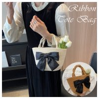 nijibra/ニジブラ nijibra リボントートバッグ バケットバッグ リボン コットンロープバッグ 韓国ファッション バッグ カバン カゴバック エコバッグ 春 夏 ミ/508051874