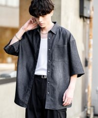 Rocky Monroe/ロッキーモンロー Rocky Monroe デニムシャツ 半袖 シャツジャケット メンズ オーバーサイズ リラックス ゆったり 羽織り カジュアル ヴィンテージ/508052101