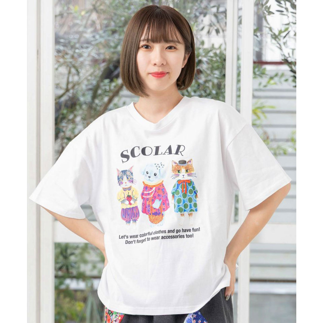 52美品　大きいサイズ　scolar スカラー　猫　ネコ　イラスト　ブルゾン ScoLar スカラー セール Scolar 新作 ウエア ネコ柄 おしゃれ