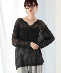 Ampirula/アンピルーラ Ampirula キーネックオーバーサイズメッシュニットプルオーバー【洗える】/508053487