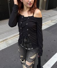 SPIRALGIRL/スパイラルガール SPIRALGIRL オフショルレースアップアンサンブルトップス/508053527
