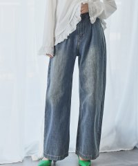 Ampirula/アンピルーラ Ampirula タックワイドカーブデニムパンツ/508054235