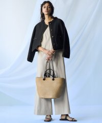 NIJYUSANKU（LARGE SIZE）/【洗える】リネンレーヨンストレッチ スクエアネック オールインワン/508054655