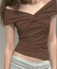 Jasmine Grandiflorum/ジャスミングランディフローラム Jasmine Grandiflorum 【Jasmine】オフショルクロスデザイン半袖Tシャツ/508055155
