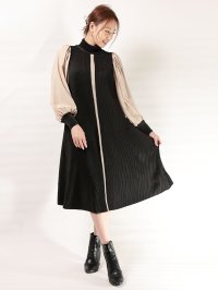 SPECCHIO/スペッチオ SPECCHIO バイカラータフタ切替 パフスリーブ シャトルワンピース/508055643