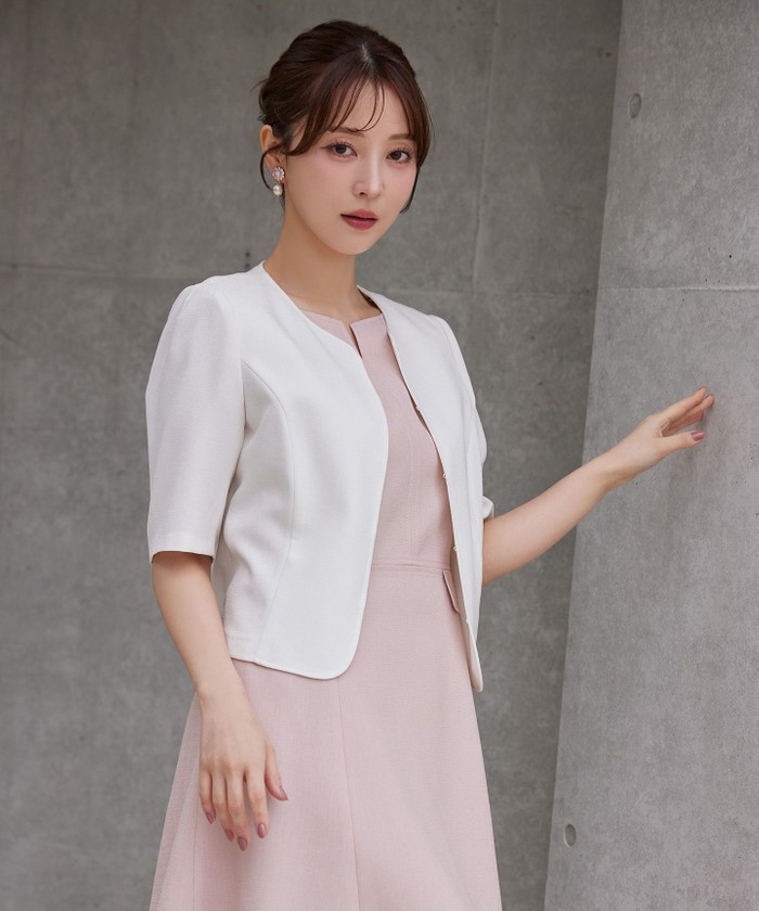 美品 TOCCA トッカ LIR リル ジャケット ノーカラー コットン 洗える TOCCA ノーカラージャケット
