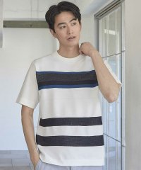 UNION STATION/ニット切り替え ボーダー ポンチTシャツ/508054757