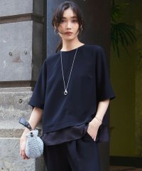 NIJYUSANKU（LARGE SIZE）/【洗える/接触冷感/UVカット】ストレッチジョーゼット シアーコンビ カットソー/508056461