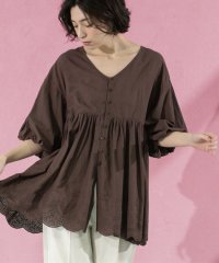 OPAQUE.CLIP/バルーン袖スカラップ刺繍レースチュニック/508056554