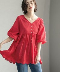 OPAQUE.CLIP/バルーン袖スカラップ刺繍レースチュニック/508056554