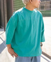 VENCE　EXCHANGE/【Goodwear】製品染め7分袖SUPER BIGフットボールTシャツ/507855678