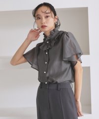 RUIRUE BOUTIQUE/ルイルエブティック RUIRUE BOUTIQUE 【洗える】選べる素材（シアー無地/ドット）フリルスタンドカラーブラウス/508037878