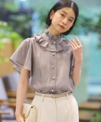 RUIRUE BOUTIQUE/ルイルエブティック RUIRUE BOUTIQUE 【洗える】選べる素材（シアー無地/ドット）フリルスタンドカラーブラウス/508037878