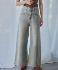 Ampirula/アンピルーラ Ampirula ウエスト切替えデザインワイドデニムパンツ/508059033