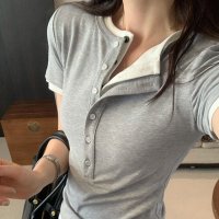 Doux Belle/ドゥー ベル Doux Belle ボタン付き Tシャツ カットソー/508059291