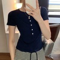 Doux Belle/ドゥー ベル Doux Belle ボタン付き Tシャツ カットソー/508059291