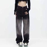 shoppinggo/ショッピングゴー shoppinggo デニムパンツ グラデーション チャコールグレー レディース デニム ジーンズ ハイウエスト ダンスパンツ 長ズボン おし/508059303