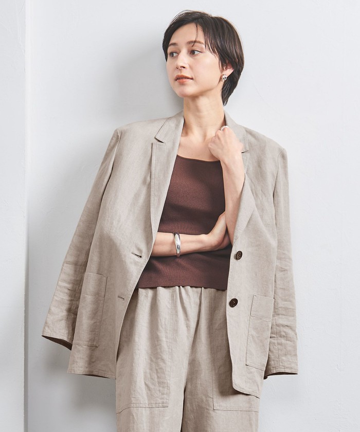 【良品】ユナイテッドアローズ　リネンダブルテーラードジャケット　夏　38 UNITED ARROWS - UNITED ARROWS / ユナイテッドアローズ