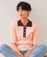 OPAQUE.CLIP/配色ポロランダムリブニット【洗濯機洗い可/抗ピル】/508065707