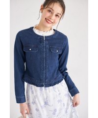 tocco closet/トッコクローゼット tocco closet ノーカラーフリルストレッチデニムジャケット/508066371
