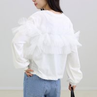 Aletta vita/アレッタ ヴィータ Aletta vita T/C天竺xチュールフリルドッキングプルオーバー/508066674