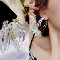 shoppinggo/ショッピングゴー shoppinggo ピアス レディース ビジューピアス ロングピアス リング キラキラゴールド シルバー 大ぶり フープピアス 3連 きれい/508066776