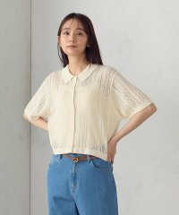 COMME CA ISM /【ウォッシャブル】透かし柄半袖ニットシャツ/508023696